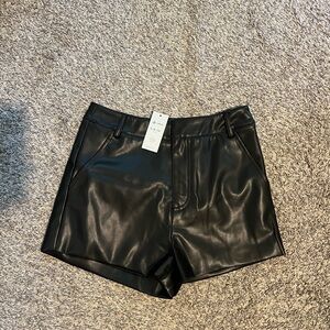 Cupshe Black Faux Leather High Waist Shorts